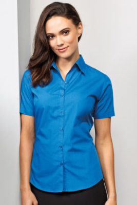 Popeline Bluse kurzarm, Easy Care, grosse Farbauswahl
